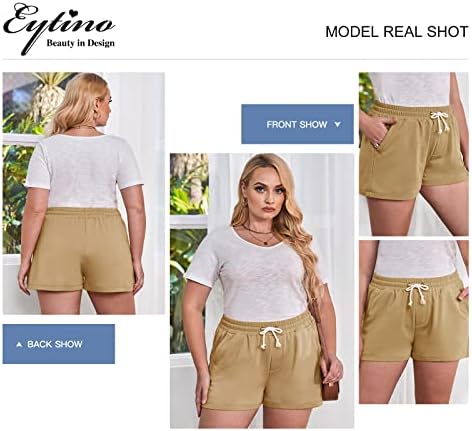 Eytino Womens Plus Veličina znojne kratke hlače Ležerne prilike Comfy elastične struke kratke hlače sa džepovima