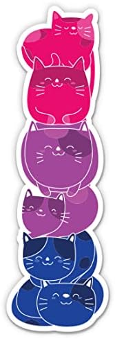 Biseksualna mačaka zastava Naljepnica - 4 Naljepnica za laptop - vodootporni vinil za automobil, telefon, boca za vodu - Biseksualan