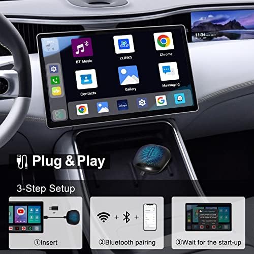 Carplay AI Box Android 13.0, 2023 Najnoviji Carplay & Android Auto bežični adapter 8-jezgra. Čarobna kutija ugrađena Google Play /
