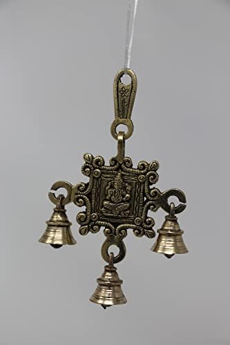 Crafty Corner Ganesha Dizajn mesingani viseći, ručno izrađen za kućni dekor, Peetal Ghanti za dom, Hram Decor Viseći zvona,