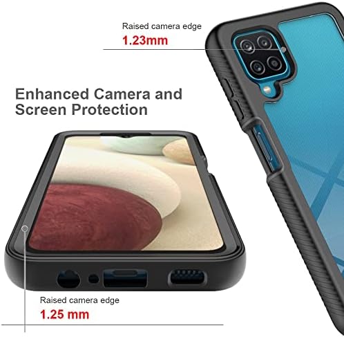Kućište telefona Poklopac pune zaštite Kompatibilan sa Samsung Galaxy A12 Hard PC + Mekani silikonski TPU 3in1 Poklopac za zaštitu od udara u ugrađenom osjetljivom na zaslonu za osjetljivu na zaslon u ugrađenom