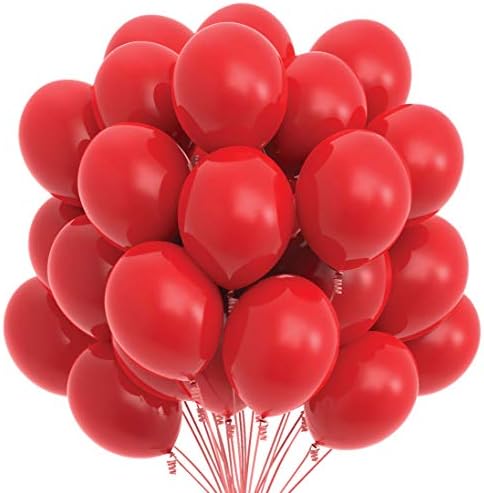 Prextex 75 crveni Baloni za zabave 12 inčni crveni baloni sa trakom odgovarajuće boje za Crvenu tematsku dekoraciju, vjenčanja, Baby