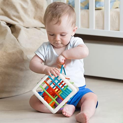 Tiyol sortiranje oblika igračke za bebe 12-18 mjeseci, Montessori učenje, razvojne igračke, kanta za skladištenje i 6 blokova senzornih