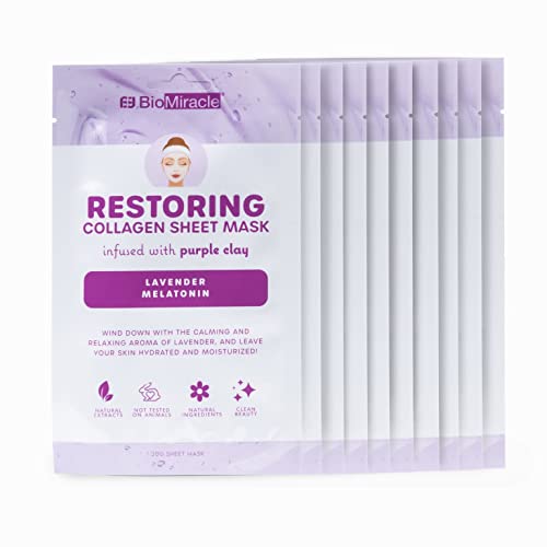 Biomiracle Restorating Collagen sheet Mask Infused with Purple Clay, lavanda and Melatonin