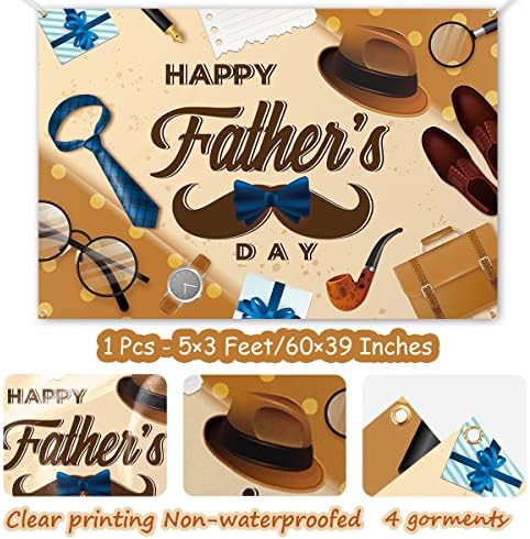 Happy Fathers Day Backdrop - Brown Father's Day Banner Tie aktovka Dan očeva fotografija pozadina volim tata Dan očeva Tema Party Hanging Banner dekoracija