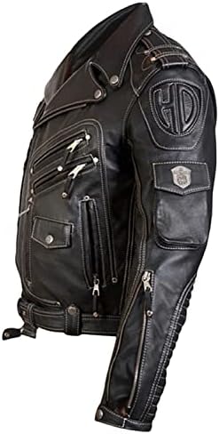 Muška originalna kravju vrhunska vrhunska kožna jakna za tešku težinu | HD motocikl crna kožna jakna | Veličina XS - 4xL