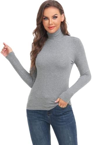 Ženske rebraste majice za dugih rukava slim ugrađene ležerne pulovere Uređaji sloja TEE TEE