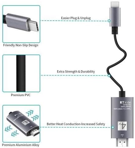 Boxwave Cable kompatibilan sa Sony Xperia 1 IV - SmartDisplay kabl - USB tip-c do HDMI, USB C / HDMI kabel za Sony Xperia 1 IV - Jet