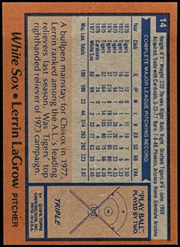1978 TOPPS 14 LERRIN LAGROW CHICAGO WHITE SOX NM / MT White Sox