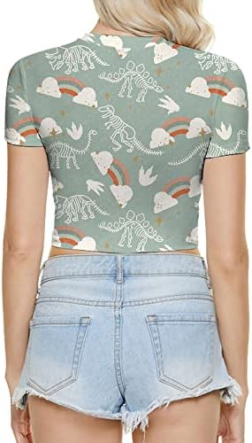 Femle Dinosaur Funny košulja za žene Crew vrat kratkih rukava Slim Fit Slatka grafički ispis Vrh usjeva