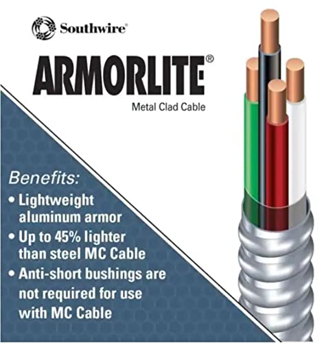 Southwire 10/3 125 Ft Aluminijski oklopljeni metalni obloženi kabel, klizač