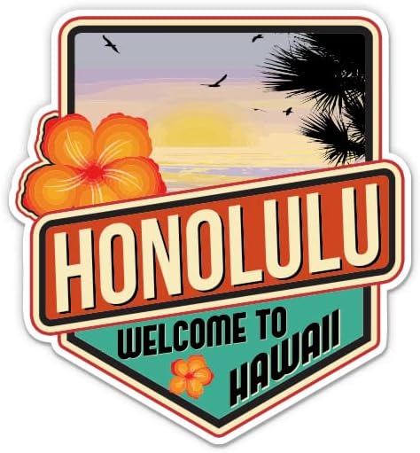 Honolulu Havaji - 3 Vinyl naljepnica - za automobilski telefon za laptop telefon za boce - vodootporan naljepnica