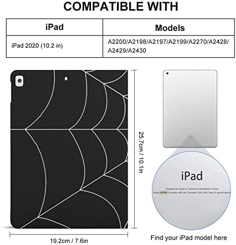 Goth Spider Web tablet Case Slim Flip postolje Zaštitni poklopac sa držačem olovke Kompatibilan je za iPad 2020 (10.2IN)