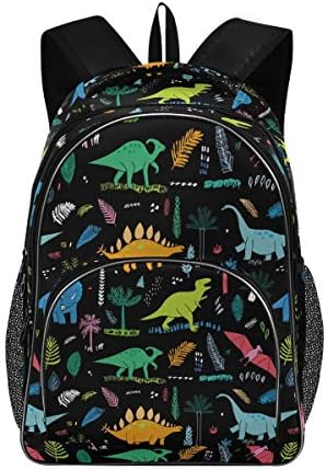 Obojeni dinosauri crni dječji ruksak troslojni luk knjige za dječake Djevojke Osnovna škola Ležerne prilike putne torbe Laptop Daypack