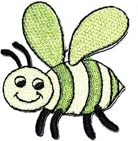 Kleenplus 2kom. Zelena pčelinja zakrpa crtani film deca deca vezena značka gvožđe na šiju na amblemu za jakne majice odeća naljepnica