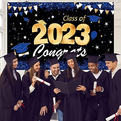 Klasa 2023 Banner pozadina | dekoracije za diplomske zabave 2023 plava i Zlatna / znak klase 2023 za maturalne potrepštine 2023 /