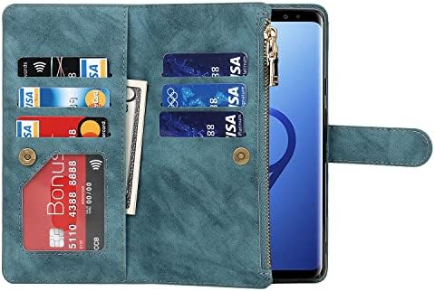 Sailortech Samsung Galaxy S9 Plus Case, novčanik slučaj 9 držač kartice 1 Zipper Coin Wallet 2 Cash Slot Lanyard Flip kožni poklopac