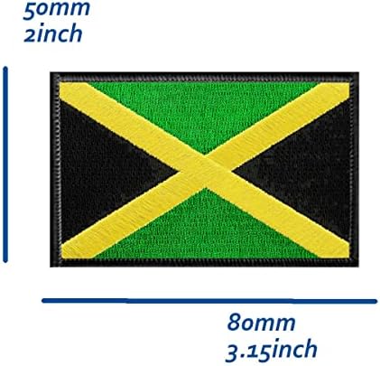 2 kom. Jamaica zastava zastava, 2 × 3,15 inča vezene aplikacije Jamajčke zakrpe sa kukom zadnja oznaka za bahačke pantalone za bagere