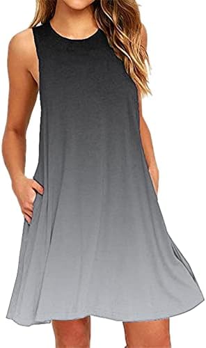 Ljetne haljine za žene 2023 plaža cvjetna Tshirt sarafan bez rukava okrugli vrat Casual džepovi Boho Tank Dress