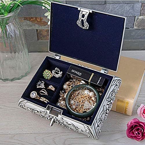 BELONS Retro pravokutnik nakita za nakit Rose rezbarena sitnica kutija za skladištenje nakita za žene Djeca, srednje / male