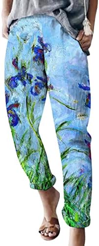 Forwelly cvjetni print Capri hlače za žene teen djevojke elastični struk casual harem pant labavi fit boho joga pantalona