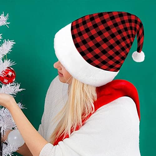 Crvene i Crne Drvosječa Buffalo karirani Funny Božić šešir Santa Claus kape kratki pliš sa bijelim manžetama za Božić odmor Party