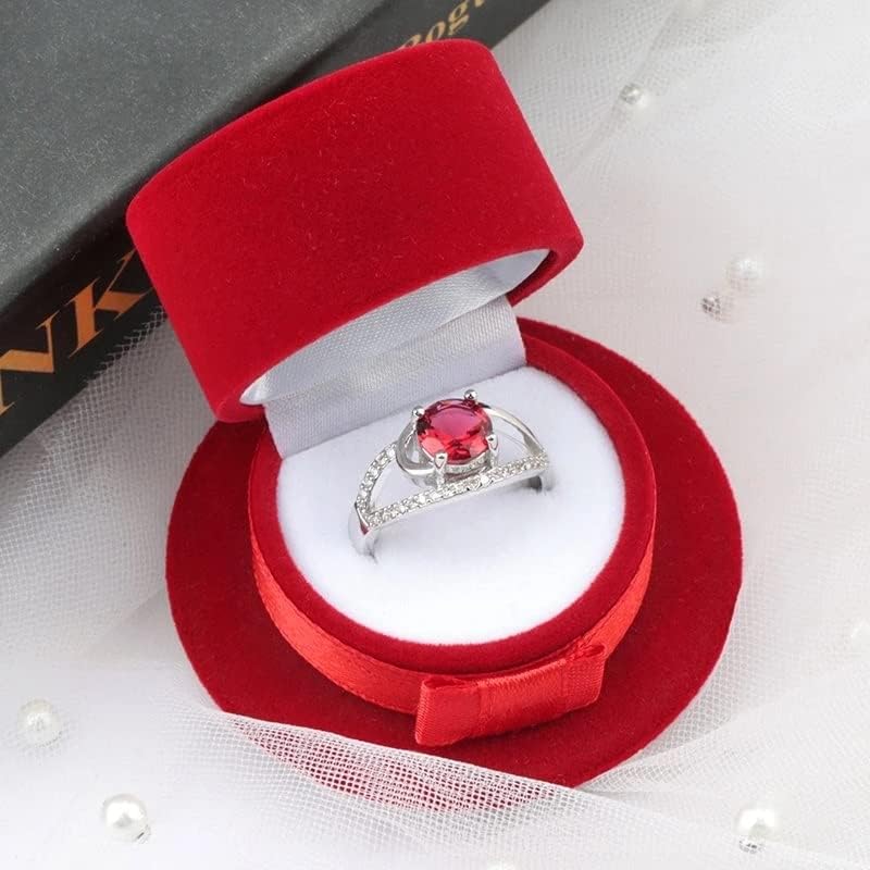 Crveni crni cilindar kutija za nakit od somota kutija za vjenčani prsten kutija za izlaganje ogrlica Poklon kutija za pakovanje nakita