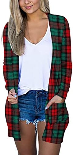 Cardigan s dugim rukavima za žene Jesen otvoreni prednji kardigan sa džepovima Casual Duster Lagan kardigan džemper