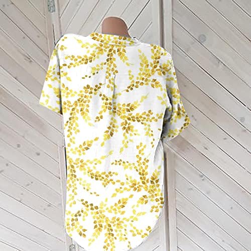 Plus size cvjetne bluze za žene Dressy casual kratkih rukava 2023 Modni gumb dolje majice