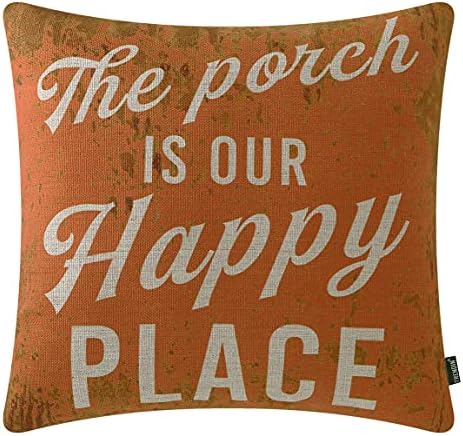 Trendinski jastuk za jastuk na otvorenom 18x18 inča narančasto izreke Trijem je naše srećno dekorativni kauč za jastuk za kauč na