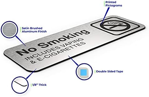 Businski znak Bundle, bez pušenja i zaposlenika moraju oprati paket za potpisivanje ruku, brušenim srebrom, crnim tekstom, 9 x 3 adasigns.org