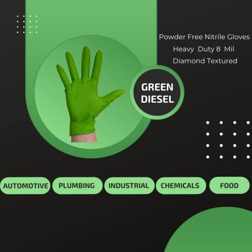 Zelena dizela, puder bez zelenih nitrilnih rukavica, ambijentk, 8 mil, dijamantski teksturirani, veličine M-XXL, prodaje se po kućištu