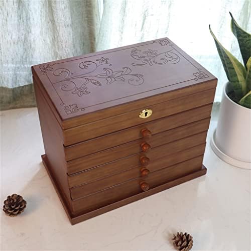ZSEDP Drvena kutija za odlaganje kutija za nakit Organizator Kineski stil Retro futrole za nošenje Novozelandskog bora velikog kapaciteta sa