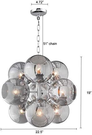 22,5 Inča Širok Moderni Sputnjik Luster Devet Dimljenih Stakla Globus Plafonska Lampa Mid Century