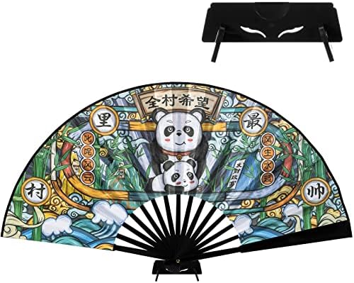 Essshop 13 Velika ventilator za žene / muškarce, kineski kung fu tai chi bambuo i najlonsko-platno sklopivo ventilator sa nosačem