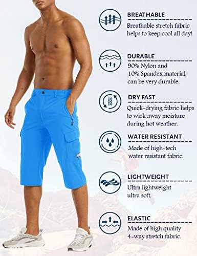 MAGCOMSEN muške kratke hlače za teretanu brzo sušenje 3/4 kapri hlače sa patentnim zatvaračem džepovi za planinarenje atletske kratke