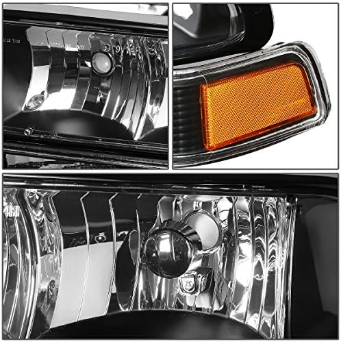 Crno kućište jantarnih ugaonih farova sa lampama za branik+Komplet alata kompatibilan sa Chevy S10 Pickup 98-04