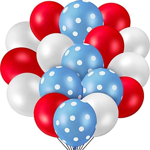 55 komada balona za zabavu Polka Dot Latex baloni, uključuje 20 komada crveni baloni 20 komada bijeli baloni i 15 komada plavo-bijeli