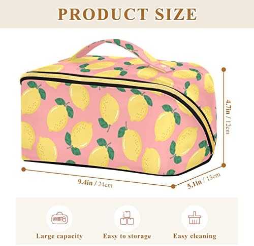INNEWGOGO limunska organska kozmetička torba za ženska torba za šminku sa prenosivim ručkama Multifunkcionalna toaletna torba sa zatvaračem