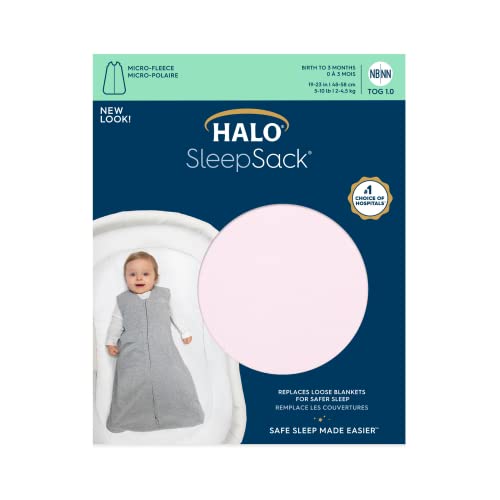 Halo Sleepsack Micro-Fleece Nosivi ćebe, TOG 1.0, meka ružičasta, srednja