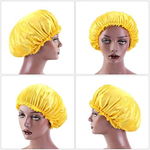Exceart svilena kosa BONNET svilena kosa poklopac kose poklopac elastičnog širokog pojasa šešica svilena čipka noćna za spavanje 2pcs