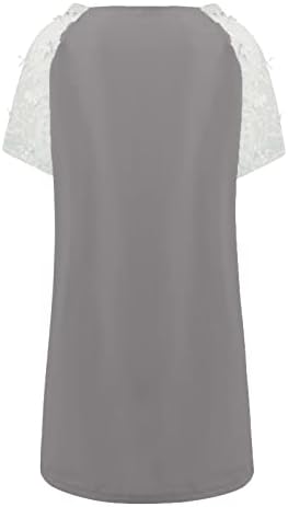 NOKMOPO Maxi haljina za žene ljetna moda jednobojna V-izrez čipkasta kratka rukava Casual haljina