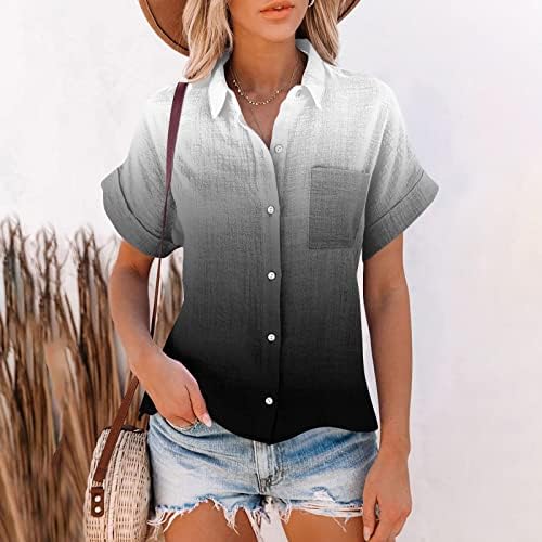 NOKMOPO ljetna odjeća za žene Casual Fashion pamučna posteljina štampana kratka rukava košulja Plus Size Shirts