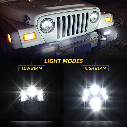 Haitzu 7 inčni okrugli LED farovi Hi & amp;Lo Sealed Beam farovi kompatibilni sa Jeep Wrangler JK TJ LJ CJ Humber H1 H2