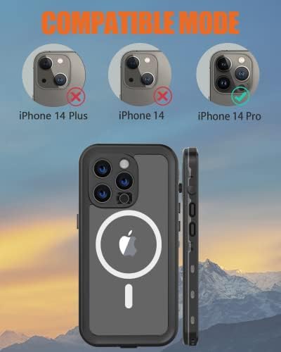 ProteBox za iPhone 14 Pro CASE Vodootporan sa ugrađenim zaštitnikom zaslona, ​​potpuno zaštitnim čvrstim teškim iPhoneom 14 Pro vodootporni telefon, futrola za iPhone 14 Pro 6,1 inča crna