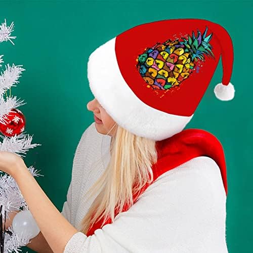 Šareni ananas Božić šešir Santa Claus kape kratki pliš sa bijelim manžetama za muškarce žene Božić dekoracije za prazničnu zabavu