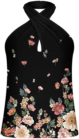Ženska košulja 2023 pamučni Halter bez rukava grafički Print cvjetni Camisole Tank Feather Top Tee za djevojčice GC