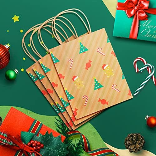 covacure 24 kom božićni poklon torbe - 6 stilova poklon torbe rasuti sa ručkama, višekratne papirne kese, Goody torbe, Party torbe,