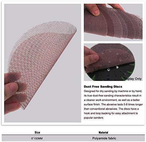 Pluiex Pješčani pojas 25pcs Mesh brusni diskovi 6inch kuka i petlja Abrazivna jastuk za prašinu bez blokiranja oštri brusni papir