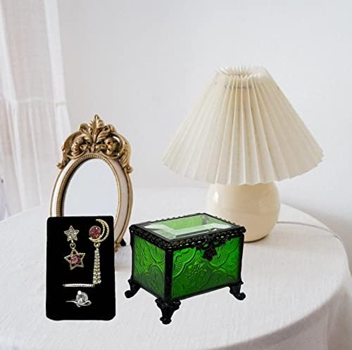 Entlityful zeleni stakleni mali ukrasni okvir za održavanje kutije Vintage ukras za djevojke i dame poklone